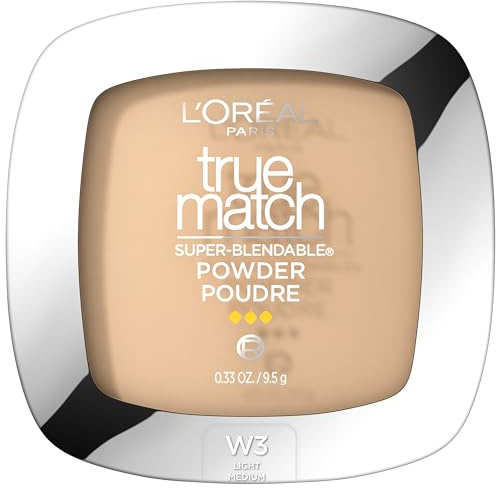 L'Oreal Paris True Match Super Blendable Oil Free Powder Foundation, W3 Light Medium, 0.33 oz, Packaging May Vary