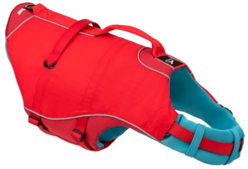 Kurgo Surf N Turf Hundeschwimmweste - Auftriebshilfe für Hunde - Neopren gefütterte Hundeweste - Reflektierendes Ripstop Material - Sicherer Sitz - Alte Verpackung - Rot/Blau - XS