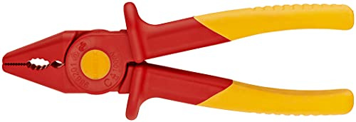 KNIPEX Tools Knipex 98 62 01 Snipe Nose Plastic Pliers 1000V Insulated, Red/Yellow