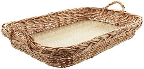 Dekoleidenschaft großes Tablett aus Weide, mit Griffen, 50x35 cm, Serviertablett, Korbtablett rechteckig, Tragetablett, Weidentablett, Kaffeeetablett