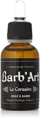 Barb'Art - Huile Barbe Magnifique - Entretien barbe - Huiles bio d'Argan, Sésame et Jojoba - Le Corsaire - 30 ml