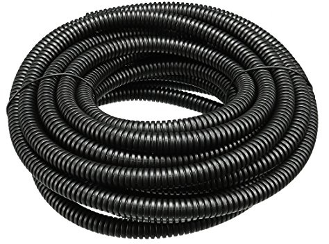 sourcing map Gaine Cable électrique Fil Protection Tube ondulé PP Conduit flexible tuyau souple Noir 7mmx10mm 5,6m long