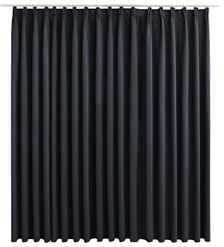 vidaXL Vorhang Verdunkelung mit Haken Verdunkelungsvorhang Kräuselband Thermo Gardine Blickdicht Dekoschal Wohnzimmer Schwarz 290x245cm