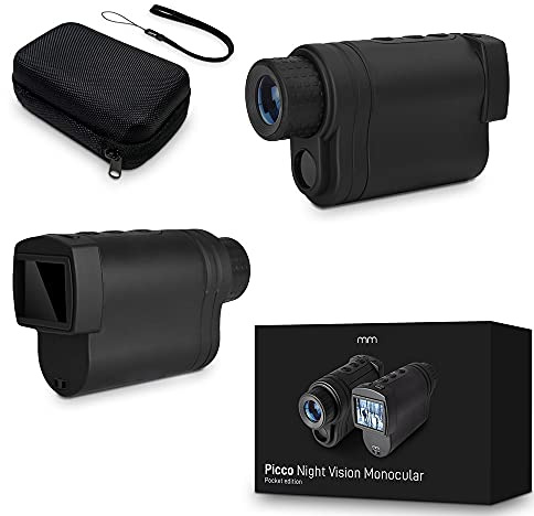 MikaMax Picco Nachtsichtgerät Monokular - 3X Optischer & 8X Digitaler Zoom - 400m Tag & 100m Nacht - Infrarot 850nm - Full HD 1080P Aufnahme - Wiederaufladbar - LCD Display - Kompakt