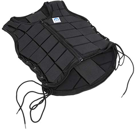 Inzopo Chaleco de seguridad profesional EVA acolchado con cremallera ecuestre para montar a caballo, protector de espalda para el cuerpo, chaleco ajustable para señoras hombres niños niños CS