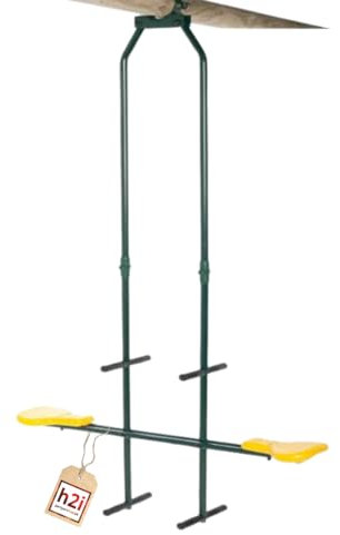 h2i Doppelschaukel aus Metall | Schiffschaukel mit Zwei Schaukelsitzen | Kinder Schaukel für Garten | wetterfeste Outdoor-Schaukel | Gartenschaukel für Kinder | grün-gelb