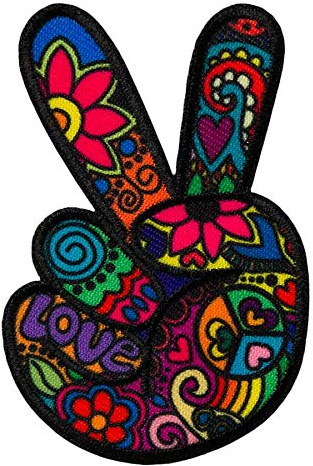 Mono Quick 1002 x hippie – Peace Hand Happy strykbilder, lapp, färgglad applikation – händer (10029 – hippie fred)