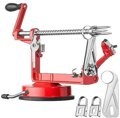 femedo Apple Peeler Slicer Corer with Stainless Steel Blades and Powerful Suction Base for Apples Pears Potatoes(Red)