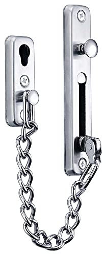 Door Chain Stainless Steel Security Chain Lock, Door Chains, Sliding Bolt Bolt Guard Safety Lock, Security Private Door Lock with 4 Screws for Front Door, Security for Home, Hotel (Silver)