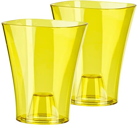 Tymar Orchideentopf Übertopf, 2er-Pack, transparent, Blumentopf, Blumenkübel für Orchidee, Pflanzentopf aus Kunststoff, Moderne, schlanke, Quadratische Form, ORCHPS001 (Gelb Transpartent, ø 12 cm)