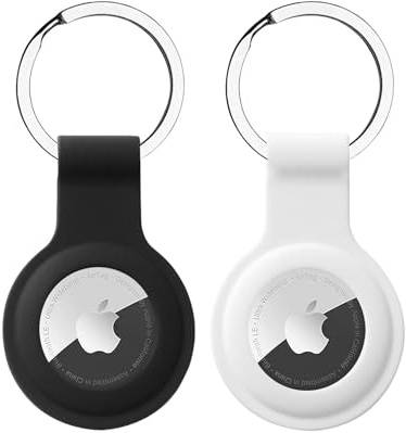 2 Stück Schlüsselanhänger für Apple AirTag Anhänger, Airtags Hülle Silikon Case Cover Schutzhülle für Air Tag mit Key Ring