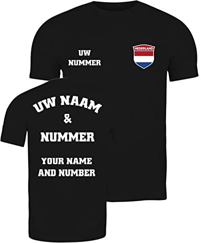 lepni.me Männer T-Shirt Niederlande Fußball Trikot Ihr Name und Nummer - Holland Flagge Abzeichen Personalisiertes Benutzerdefinierte Top Weltmeisterschaft 2022 Fans (S Schwarz Mehrfarben)
