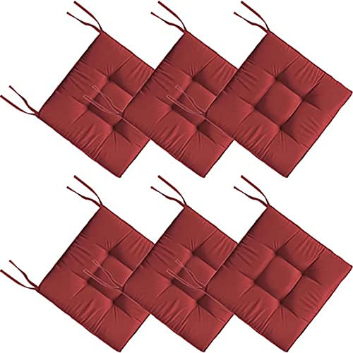 TOULIVER 6er Set Stuhlkissen 40x40/ 45x45 Bequeme 7cm Polsterauflage Auflage für Stühle/Bänke in Haus und Garten Sitzkissen Sitzauflage Gartenkissen Wasserfest,Rot,45x45cm
