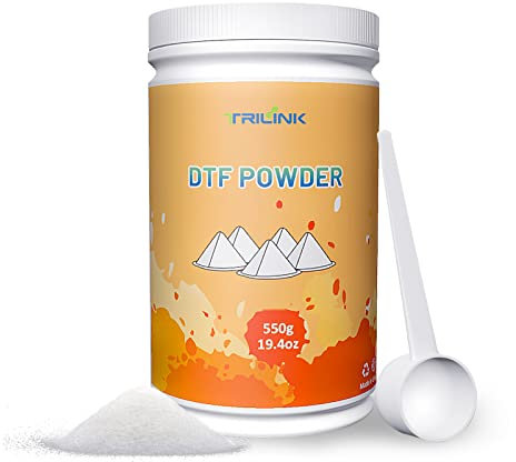 TRILINK Poudre DTF pour Sublimation 550g – Poudre de Transfert DTF Adhésif à Fusion pour Tous les Imprimantes DTF pour Impressions Numériques sur T-shirts Textiles