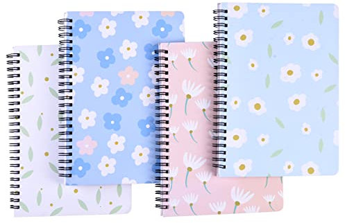 FNLLC A5 Spirale Notizbuch 4 Stück - 160 Seiten Liniert Cute Notizbuch, Bullet Journal,Geeignet für Schule Reisen Büro- Freshness