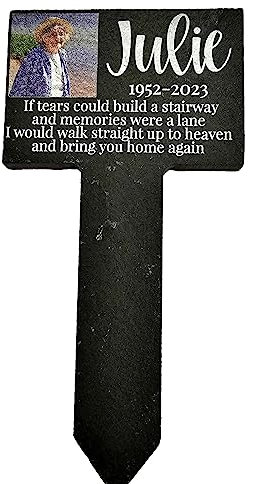 Legacy Lasercrafts Personalised Stake Natural Slate memorial | Memorial Grave | Family Photo | Garden Memorial | Marker Plaque | loss gifts | grave marker