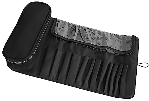 Make-up-Tasche Taschen Kosmetik Pinsel Reise Schminktasche Aufbewahrungstasche Organizer Handtasche Kosmetik mit 12 Bürstenhalter für Pinsel Sets und Makeup Zubehör (Schwarz)