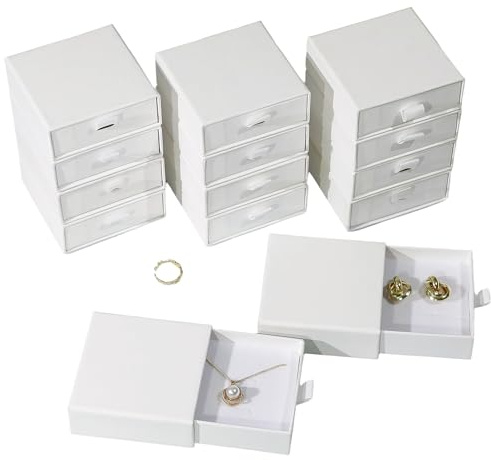 40Pcs White Small Jewelry Boxes 3.54×3.54×1.26in Cardboard Jewelry Gift Boxes Jewelry Packaging for Small Business for Necklace Ring Bracelet Earring Display Box