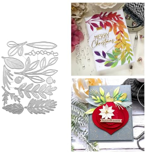 Sredwtk Blätter und Zweige Stanzschablonen Weihnachten Baum Metall Prägeschablonen Stanzformen Schneiden für DIY Karte Sammelalbum Scrapbooking Fotoalbum Deko Cutting Dies