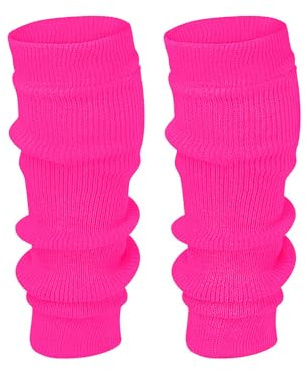 ANZEE DISCOVER THE NEW YOU Scaldamuscoli invernali per ragazze, extra morbidi, eleganti, in acrilico, tinta unita, per feste anni '80, danza, pattinaggio su ghiaccio, Rosa acceso, Taglia unica