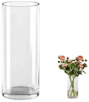 QEEYON Glass Cylinder Vase 25cm Tall Large Glass Thickened Crystal Vase for Flowers Floral Arrangement for Centerpieces Living Room, Kitchen, Office, Wedding (25 x 10cm)