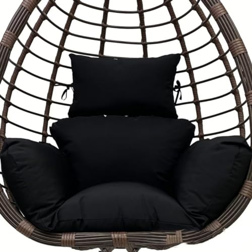 Hängesessel Kissen Outdoor, Wasserdicht Polster Hängekorb, Auflage für Polyrattan/Rattan Hängeschaukel, Schaukel Korb, Nur Schaukelkissen, Schwarz