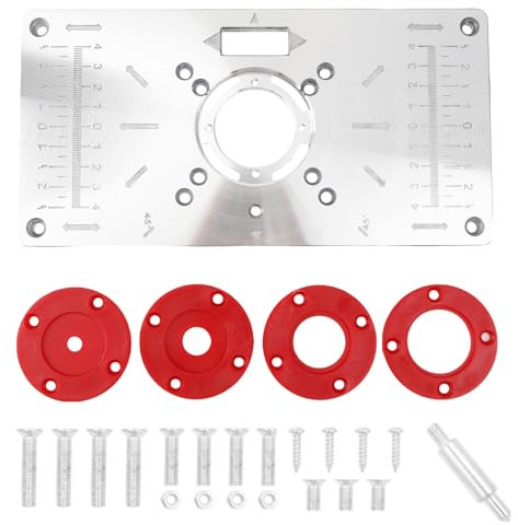 Larcele Piastra Inserto per Tavolo Router in Alluminio, Router piastra fresatrice verticale accessorio per il piano del tavolo per Panche per Lavorazione MGXBJ-01 (Rosso)