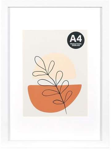 KAIWIN Picture Frame White A4(21x30cm) - 15x20cm with Mat, photo frame with acrylic glass for hanging and standing, for photos, posters, puzzles| poster frame | a4 picture frame