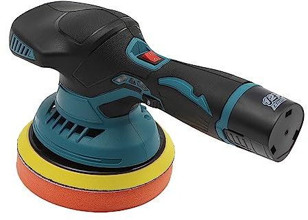 Lucidatrice per auto, lucidatrice eccentrica, a 6 velocità regolabili, 12 V, senza fili, a batteria, 145 mm, per lucidare la cera dell'auto