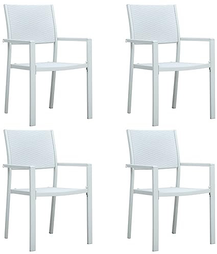 AJSEOYBS Gartenmöbel,Terrassenstühle,Atmungsaktive Gartenmöbel,Gartenstühle 4 STK. Weiß Kunststoff Rattan-Optik,Comfy Lounge Chair, Outdoor Möbelfür Rasen, Garten, Balkon im Freien usw
