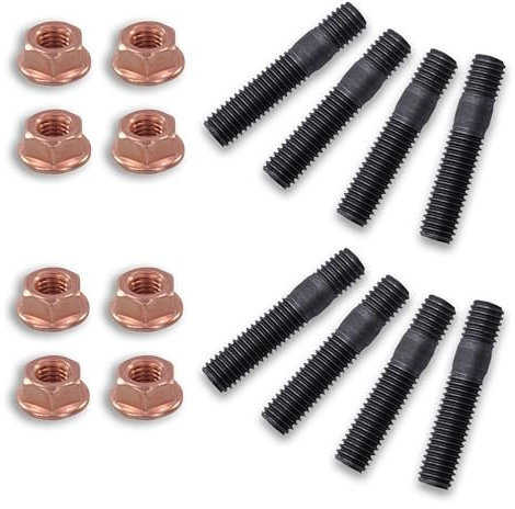 BESTPRICE Set 8x Stehbolzen M8 + 8x Sechskantmutter M8 Cu