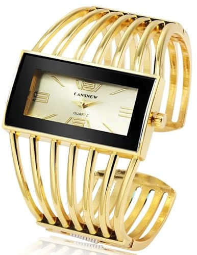 CANSNOW Stilvolle Damen Spangenuhr Uhren Damen Armreif Armbanduhr Armspange Damenuhr mit elegantem Metall-Armband