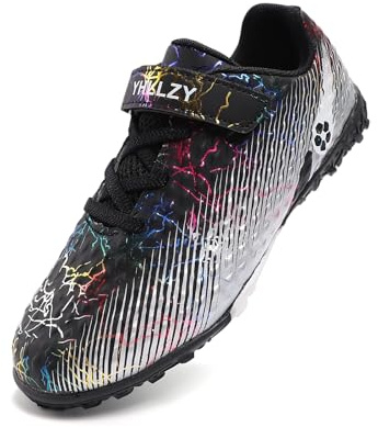 YHLLZY Boys Football Boots Kids Astro Turf Trainers Sports Shoes Profession Competition Outdoor Athletic Sneakers Black 1UK