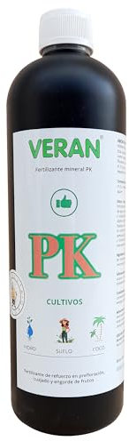 VERAN | Abono Floracion Liquido Mineral PK 9-10 | 1L | Fertilizante Cogollador Liquido Mineral Refuerza la Prefloración, el Cuajado y el Engorde de Frutos | Ideal para Hidroponía, Suelo y Coco