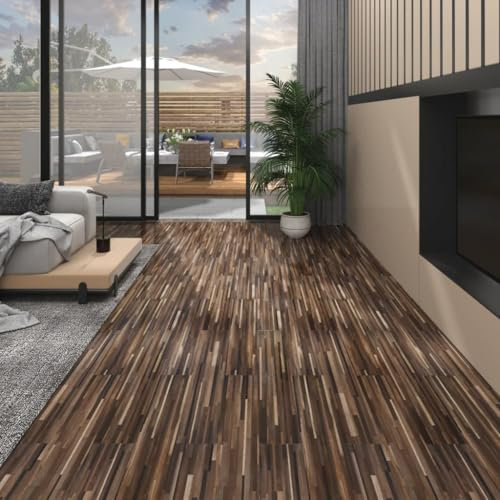 Baumaterialien, Bodenbelag & Teppich PVC Bodenbelag Dielen 5,02m² 2mm selbstklebend gestreift braun