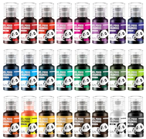 Gel Food Coloring Set - Concentrated Vibrant 24 Colors Edible Food Grade Dye for Cake, Icing, Macarons, Cookies, Baking Decoration, Fondant, DIY Soap, Bath Bombs - 8.1 fl.oz (10ml/Bottle)