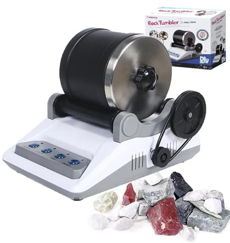 Rock Tumbler Kit, Rock Polisher Kit, con pulsanti di sincronizzazione Pietre preziose staccabili Polistore Mini leggero Stone Grinder girare rocce ruvide in belle gemme, per bambini adulti regalo