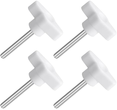 QUARKZMAN 4 Stück T-Flügelschraube mit Griffen M5 x 40mm Weiß | Männliche Schraube Knopf 304 Edelstahl Rändelschraube Daumenschrauben-Griff 36mm Durchmesser