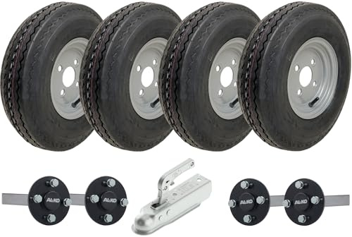 4.80/4.00-8 Kit de remorque à double essieu haute vitesse Roues, essieux et attelage légaux