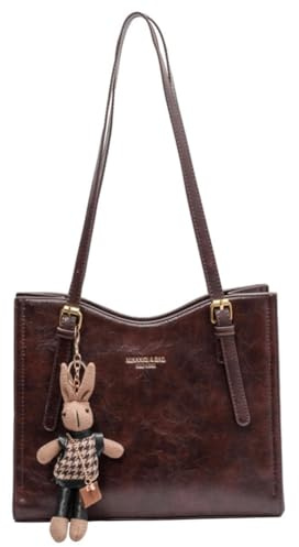 GETBSTOOP Damen Tragetasche mit großem Fassungsvermögen aus PU-Leder, Schulterhandtasche, multifunktionale Vintage-Satteltasche for Damen, Universität, Schule, Reisen, Büro, Shopping