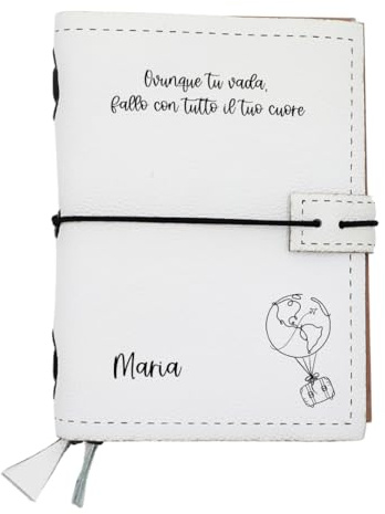 Diario di viaggio Personalizzabile: Taccuino in pelle A6 con 3 quaderni, 14x11cm. Ideale come Taccuino da viaggio tascabile stile Midori. Idea regalo per sposi, amici, maestre, mamma, colleghi