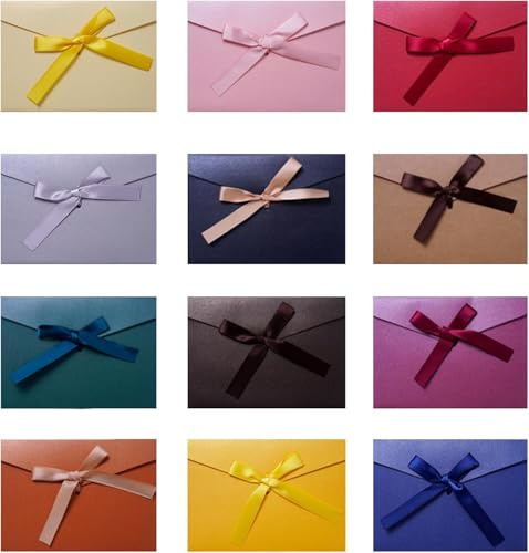 Plstod 12 stycken färgglada bokstavskuvert, bröllopskuvert, presentkuvert med band, kraftpapper brevkuvert, för bröllopsinbjudningar jul gör-det-själv 17,5 x 12,4 cm