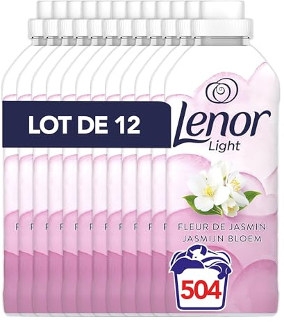 LENOR Light Adoucissant, 504 Lavages (12 x 42 Lavages), Fleur de Jasmin, Pour Une Fraîcheur Légère De Longue Durée