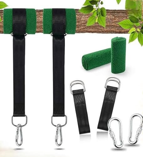 900KG Schaukel Outdoor Befestigung Baum Schaukel Befestigung Hängematten Aufhängung Baumschaukel 150cm x 5cm Hängemattengurte Inklusive Karabinern D-Ringen, Aufbewahrungstasche und Baumschutzpolstern