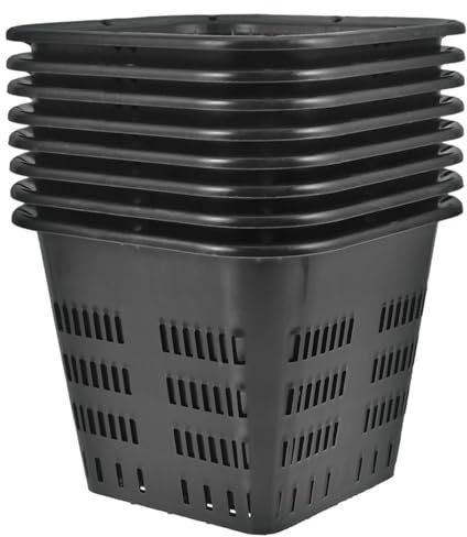 Heidouse 8Pcs Net Pots for Hydroponics, Slotted Mesh Net Cups, Plastic Hydroponic Square Planting Bucket for Indoor and Balcony