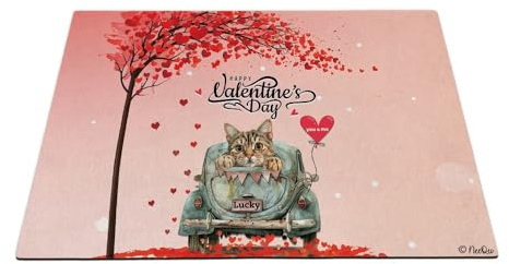 Feuilles De Cœur Roses, Chat Ronce De La Saint-Valentin 40X60Cm Paillasson De Bienvenue Doux Tapis De Bain Antidérapant Tapis De Porte pour Intérieur Bain Terrasse