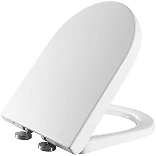 Wttfc Abattant WC avec Frein De Chute,Cuvette Toilette Forme D/U,Lunette De Toilette-PP MatéRiel,CharnièRe MéTal RéGlable à 360 DegréS,Toilet Seat Facile à Retirer Et à Nettoyer,L