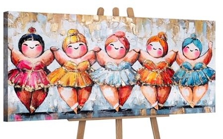 YS-Art Bilder für Kinderzimmer Malen Große Bilder Bunte auf Leinwand Schöne Acrylbilder Gemalte handgemalt Wandbild Acrylmalerei modern Wohndekor 115x50 cm