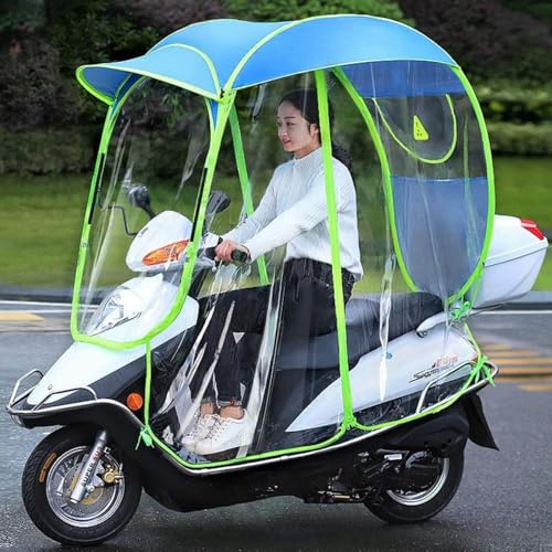 BTYQKZVPM Sonnenschutz für Elektroautos Geschenk zum Muttert Motorrad-Regenschutz, Universal-Motorrad, Roller, Fahrrad-Sonnenschutz, Regenschutz(Blue,B)