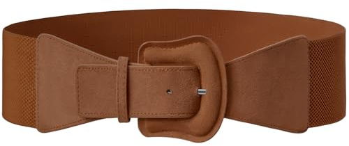 Aupuls Taillengürtel Damen Breit Wildleder Elastischer Gürtel Waist Belt für Kleid AUPB011 Brown M